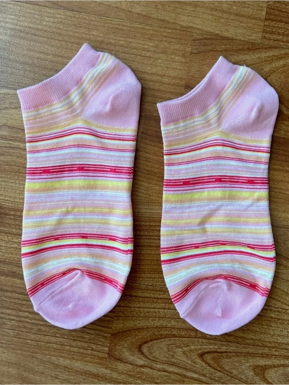 Free item: pink striped no show socks